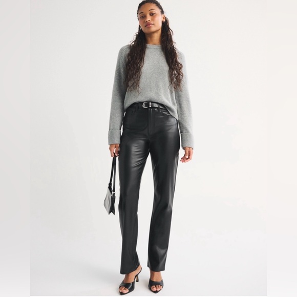 Abercrombie & Fitch Pants - Abercrombie & Fitch Curve Love High Rise 90s Straight Vegan Leather Pant